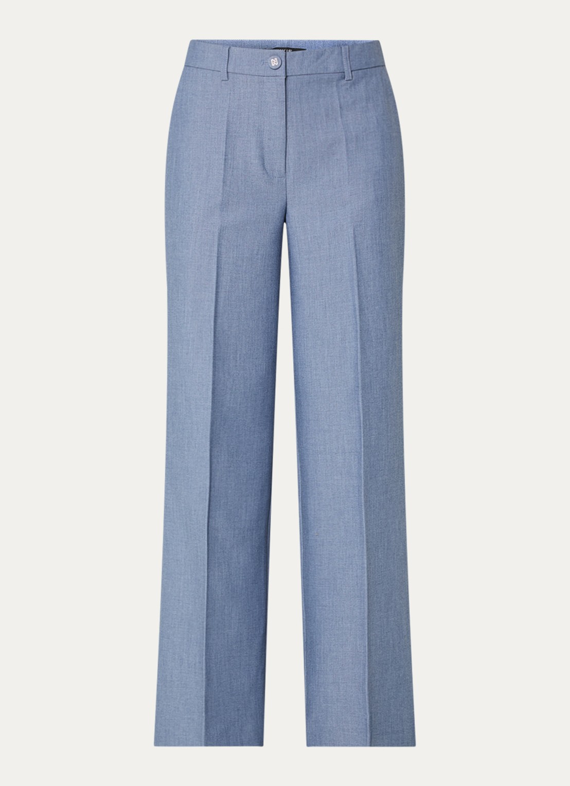 NIKKIE Parisa high waist straight fit pantalon met steekzakken - voorkant staalblauw
