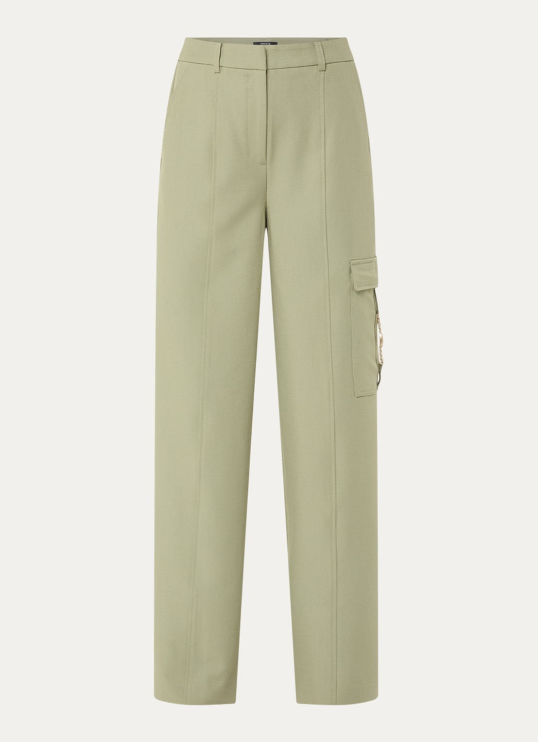 NIKKIE Parlo high waist straight fit broek met klepzak - voorkant 3 groen