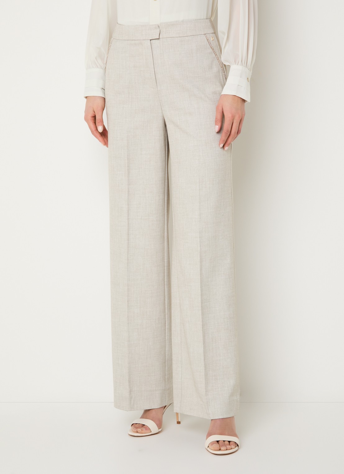 NIKKIE Pateete mid waist straight fit pantalon met steekzakken - detail 2 creme