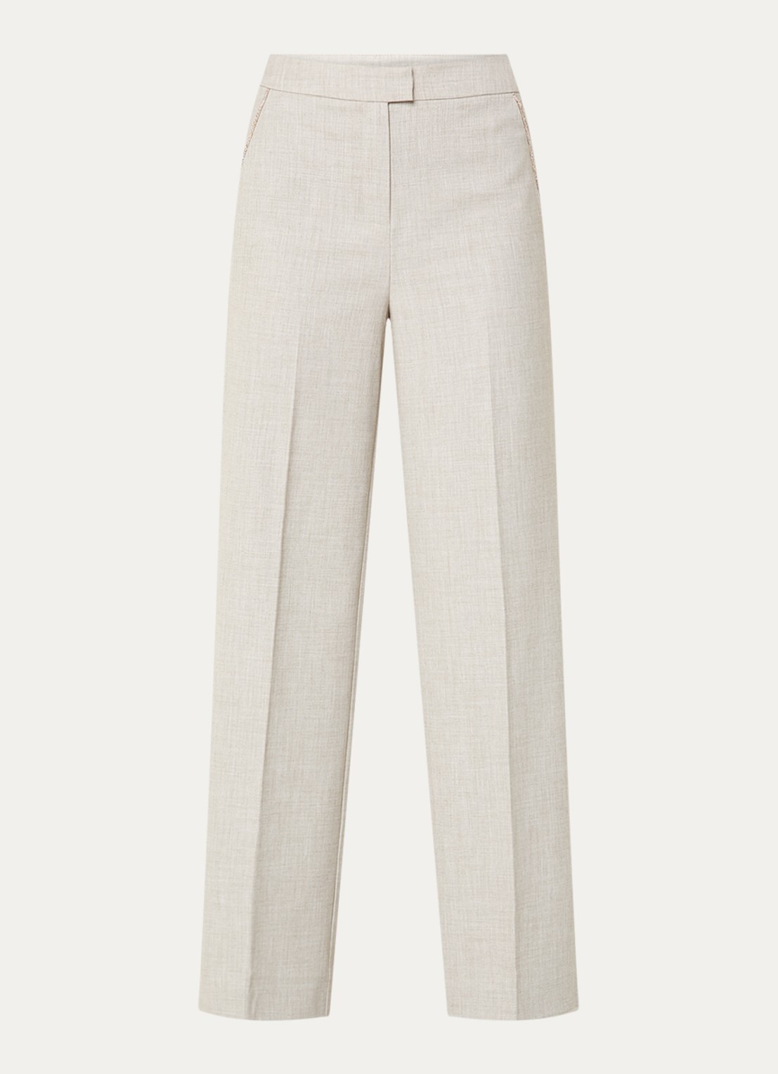 NIKKIE Pateete mid waist straight fit pantalon met steekzakken - voorkant 3 creme