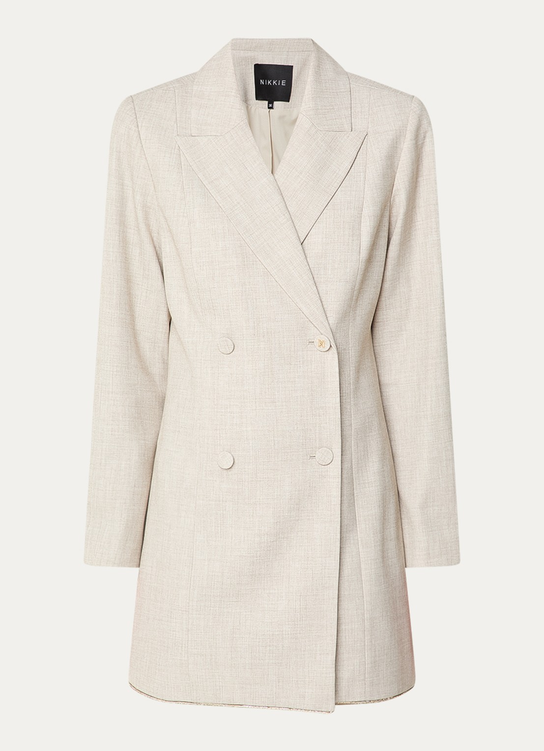 NIKKIE Pateete mini blazerjurk met gemêleerd dessin - voorkant 3 creme