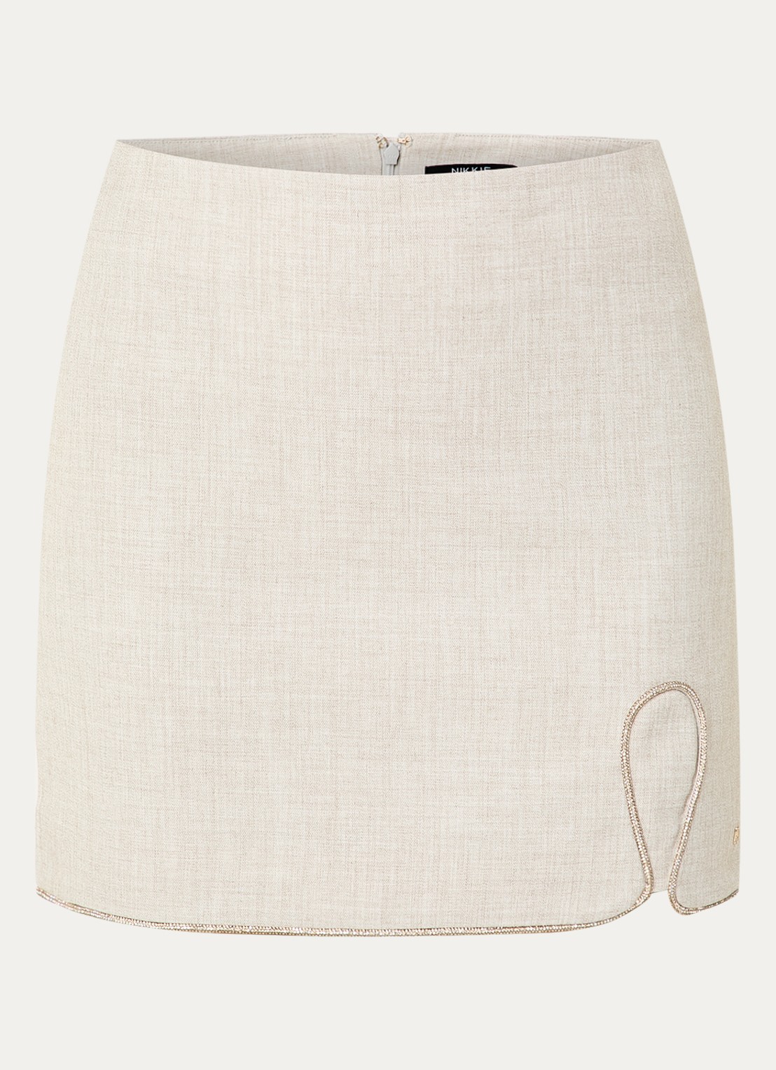 NIKKIE Pateete mini rok met strass - voorkant 3 creme