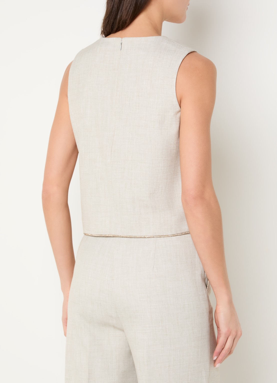 NIKKIE Pateete mouwloze top met strass - achterkant creme