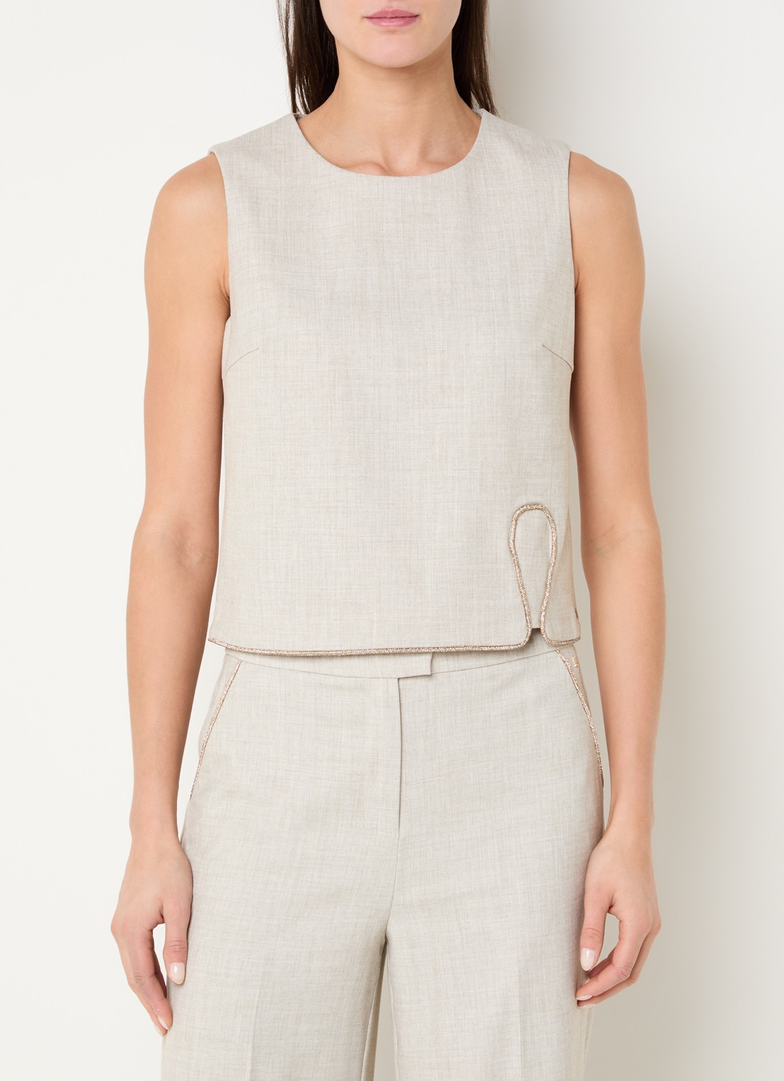 NIKKIE Pateete mouwloze top met strass - detail 2 creme