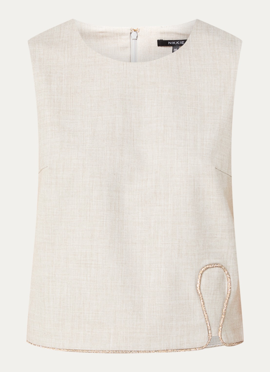 NIKKIE Pateete mouwloze top met strass - voorkant 3 creme