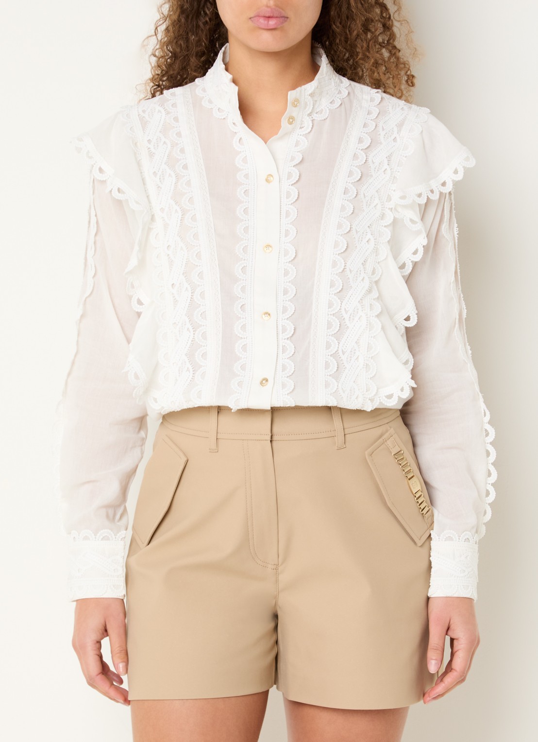 NIKKIE Patna blouse met broderie  - detail 4 wit