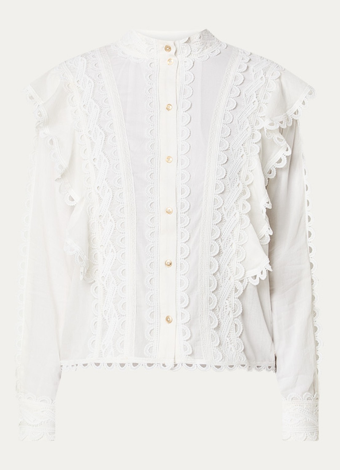 NIKKIE Patna blouse met broderie  - voorkant wit