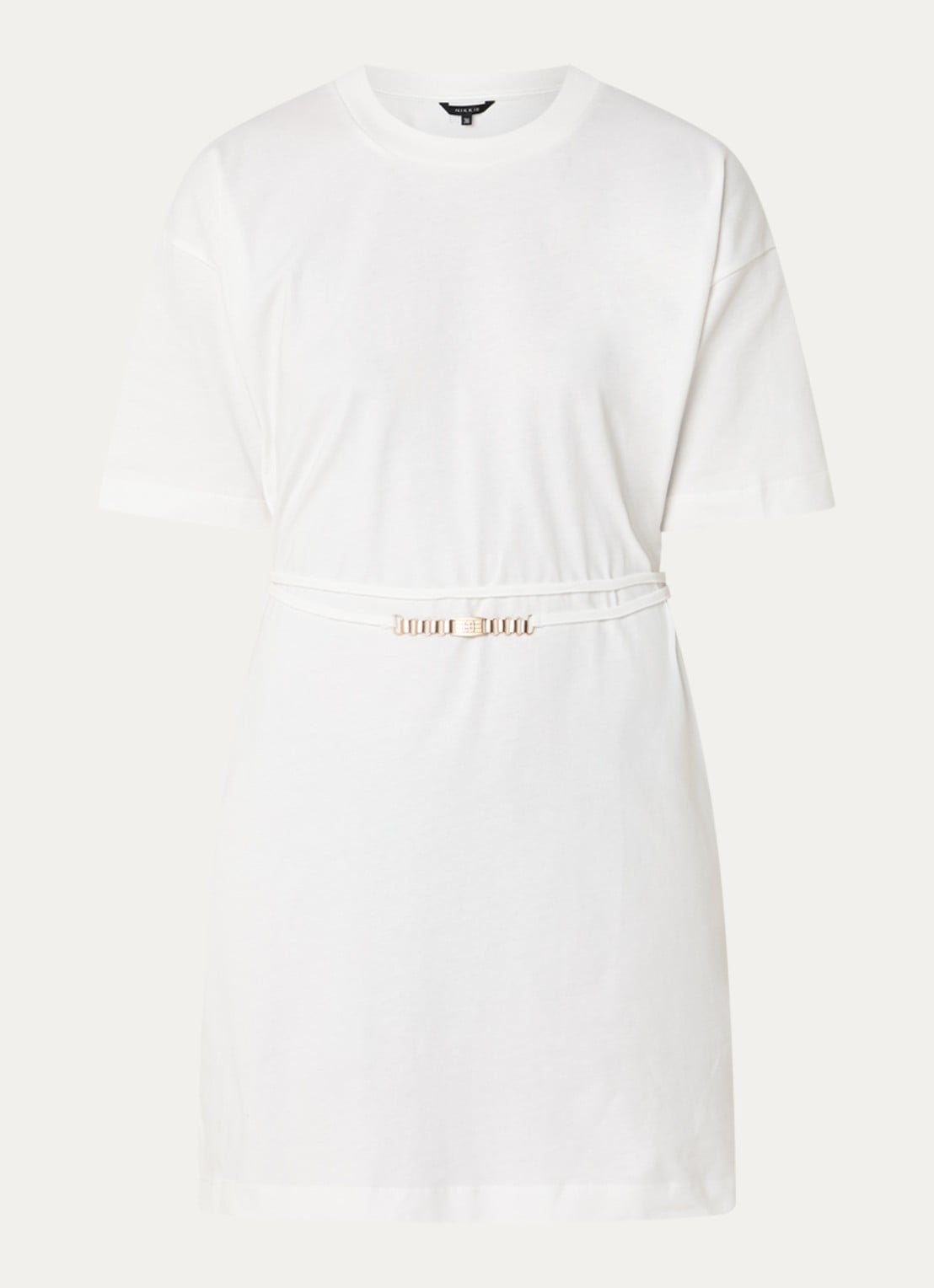 NIKKIE Patos T-shirt jurk met trekkoord - voorkant wit