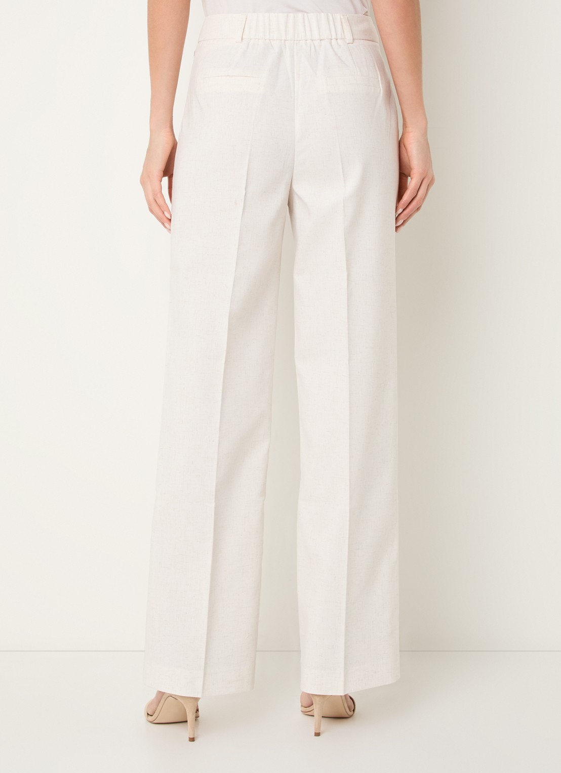 NIKKIE Payette high waist loose fit pantalon in linnenblend - achterkant 2 creme