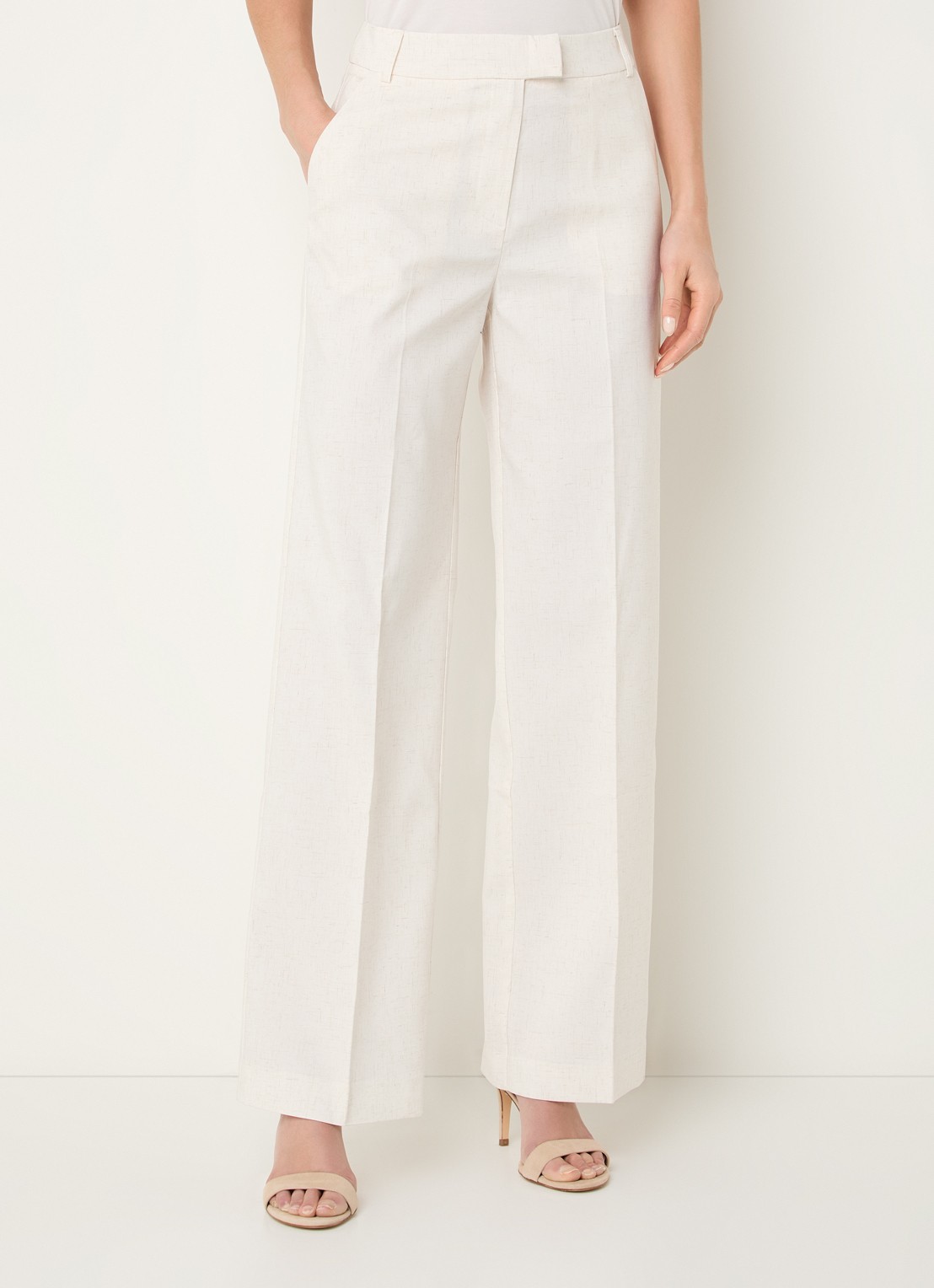NIKKIE Payette high waist loose fit pantalon in linnenblend - detail creme