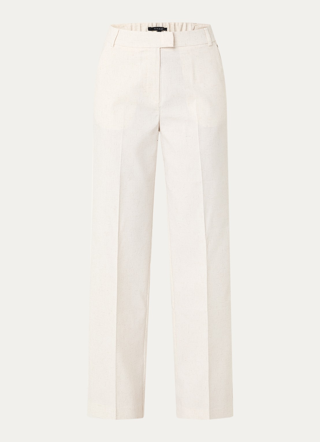 NIKKIE Payette high waist loose fit pantalon in linnenblend - voorkant 3 creme