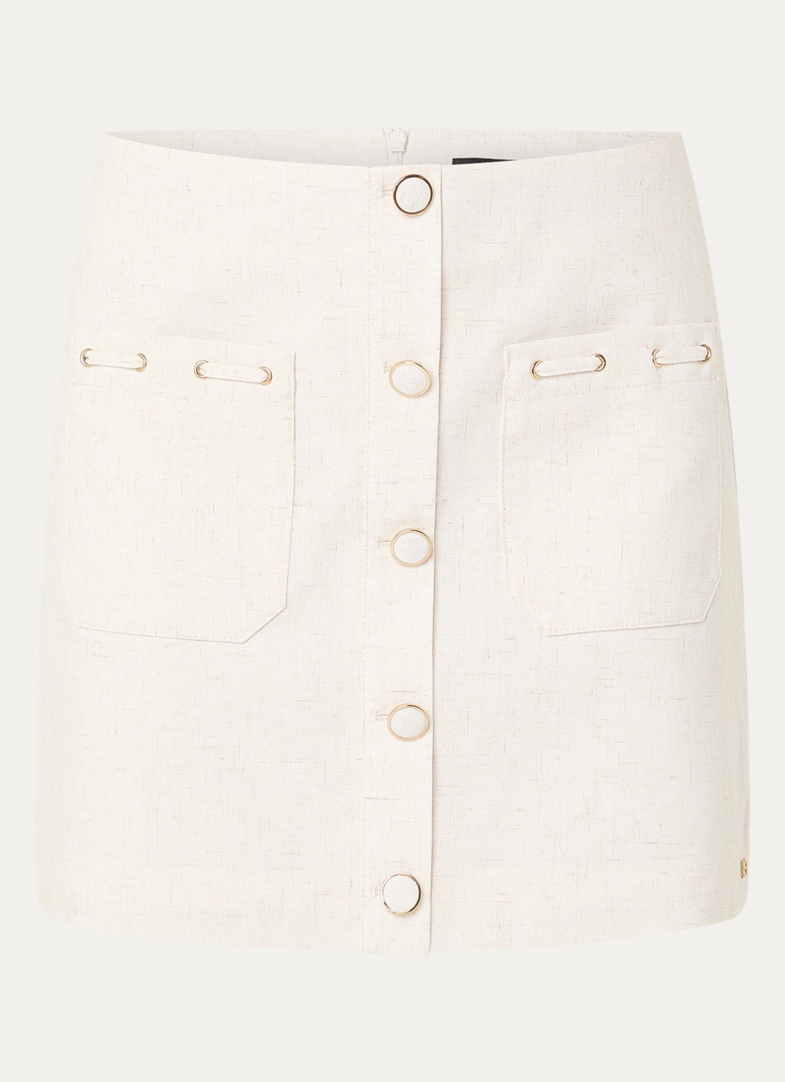 NIKKIE Payette mini rok in linnenblend - voorkant creme