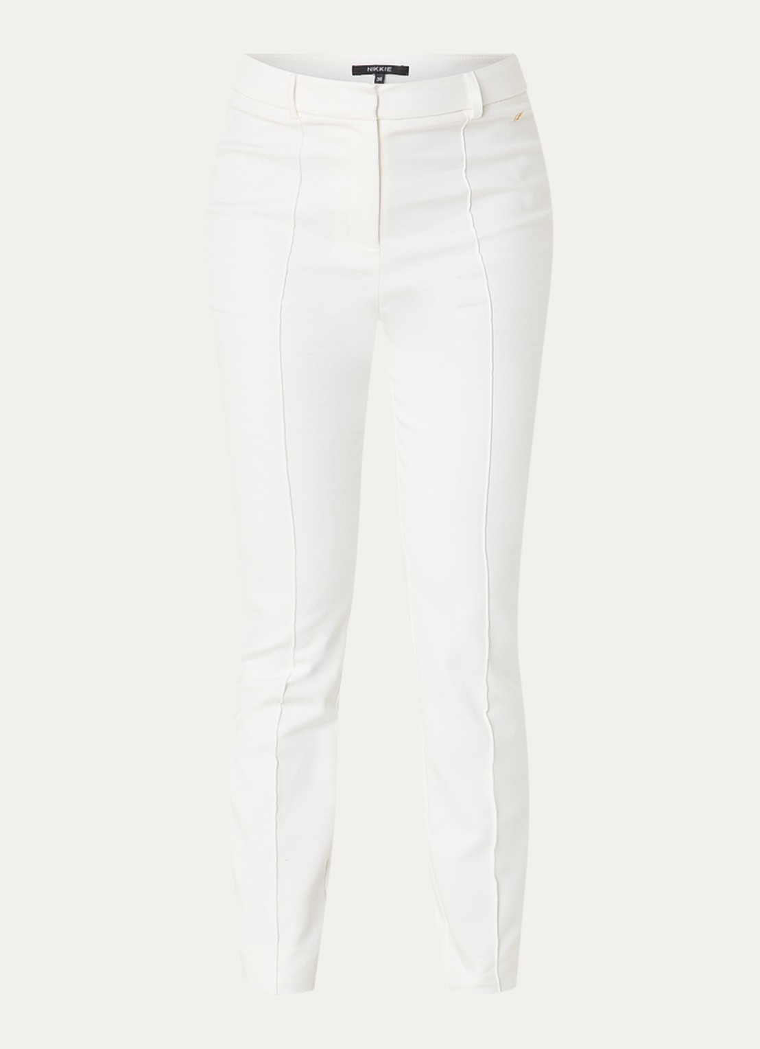 NIKKIE Peoria high waist slim fit pantalon met persplooi - voorkant 3 wit