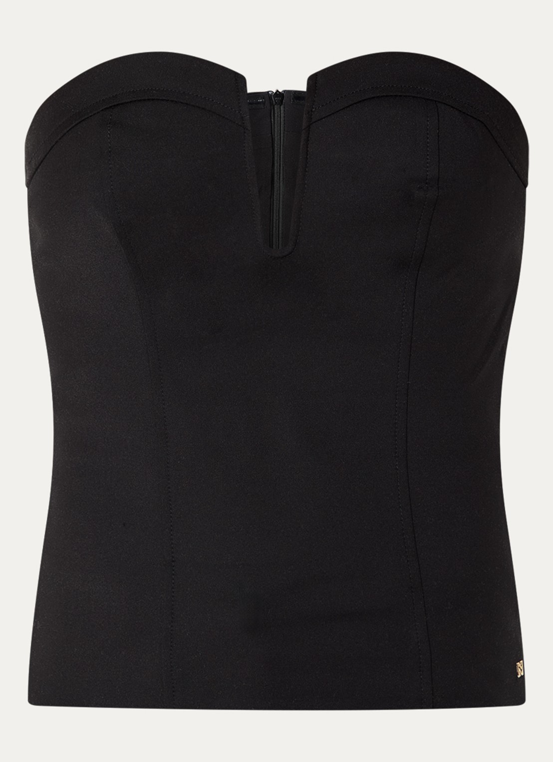 NIKKIE Peoria strapless top met logo - voorkant 2 zwart