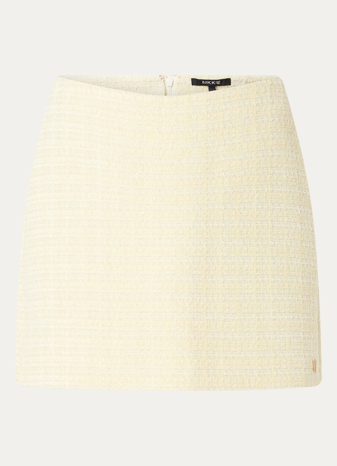 NIKKIE Perth minirok van tweed - voorkant 3 geel
