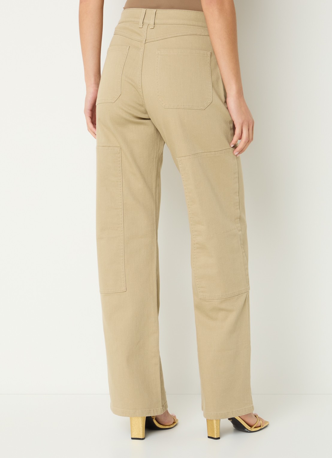 NIKKIE Pescara high waist straight leg jeans met gekleurde wassing - achterkant 3 khaki