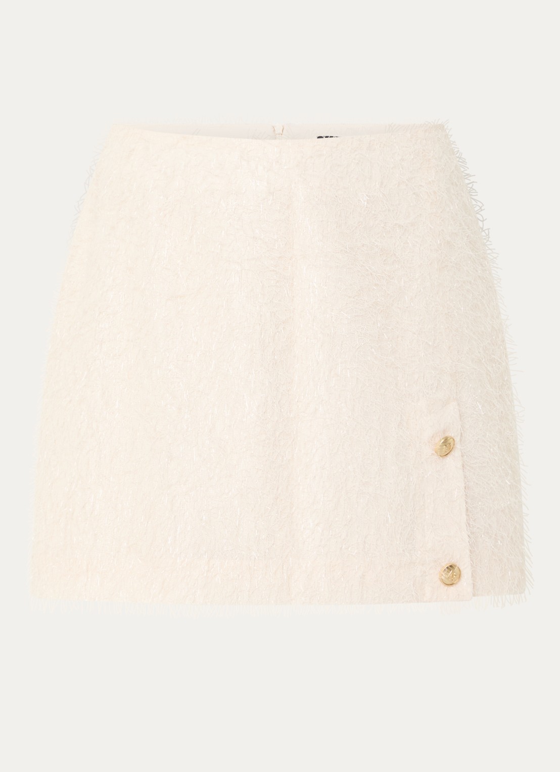 NIKKIE Phana mini rok met strass en sierknopen - voorkant 2 creme