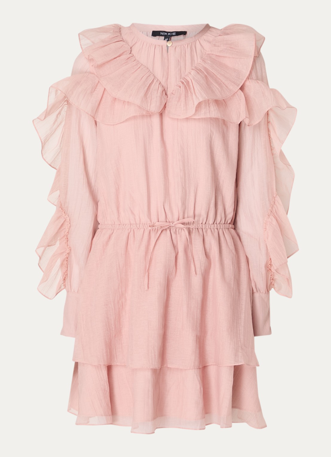 NIKKIE Pharr mini jurk met volant - voorkant 2 roze