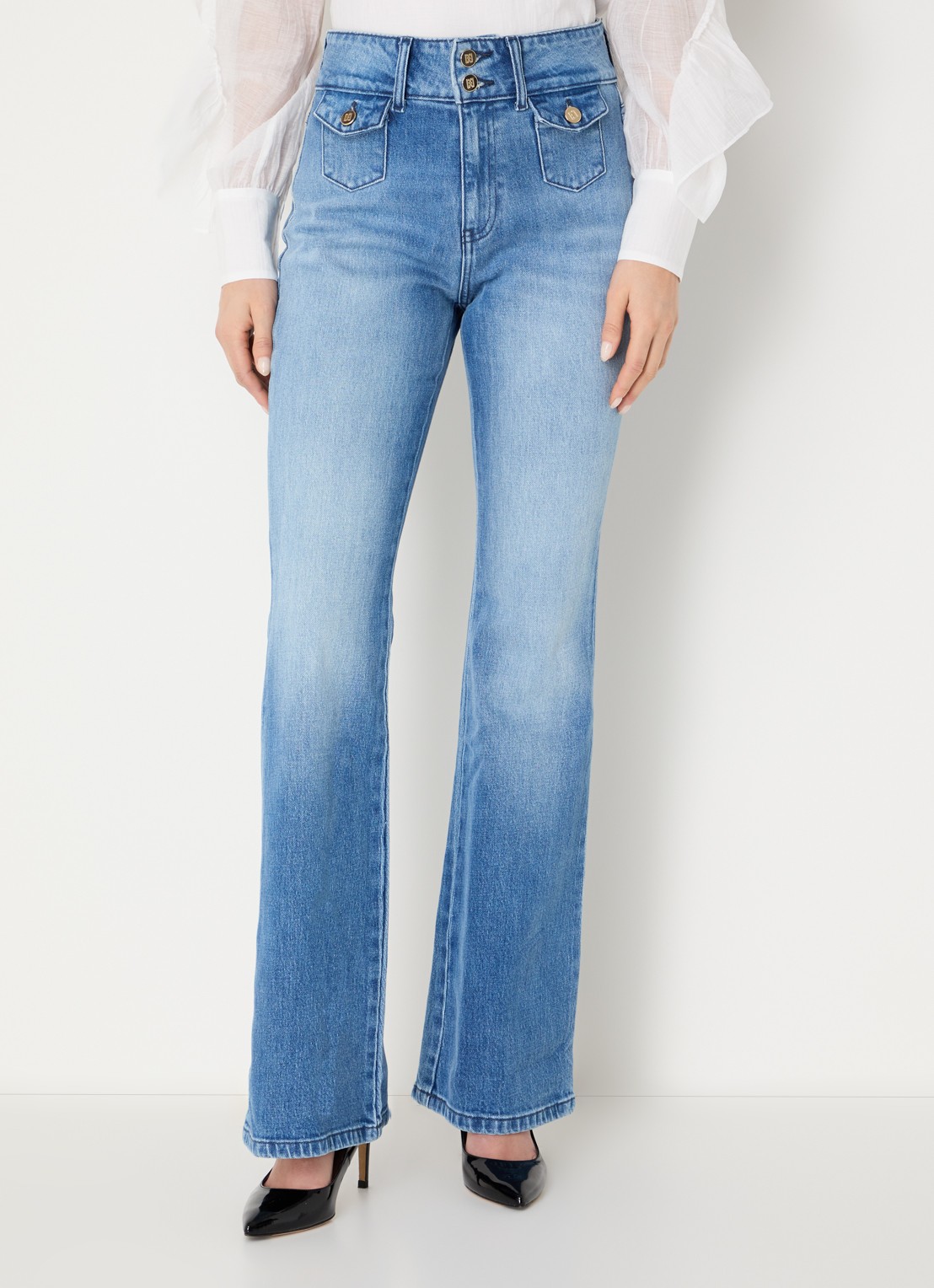 NIKKIE Piciba high waist flared jeans met gekleurde wassing - detail 2 indigo
