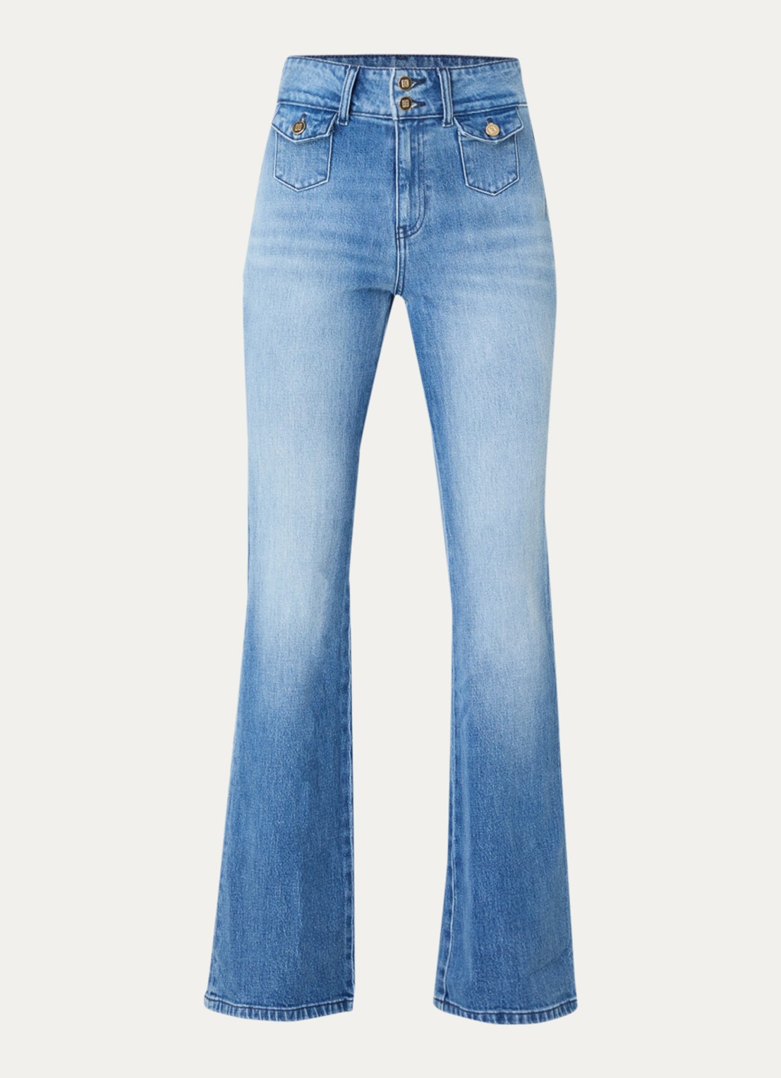 NIKKIE Piciba high waist flared jeans met gekleurde wassing - voorkant 3 indigo