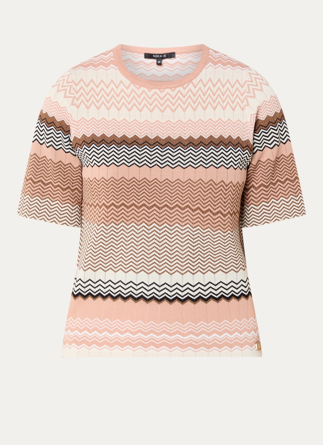 NIKKIE Pilazio top met print - voorkant 3 zalmroze
