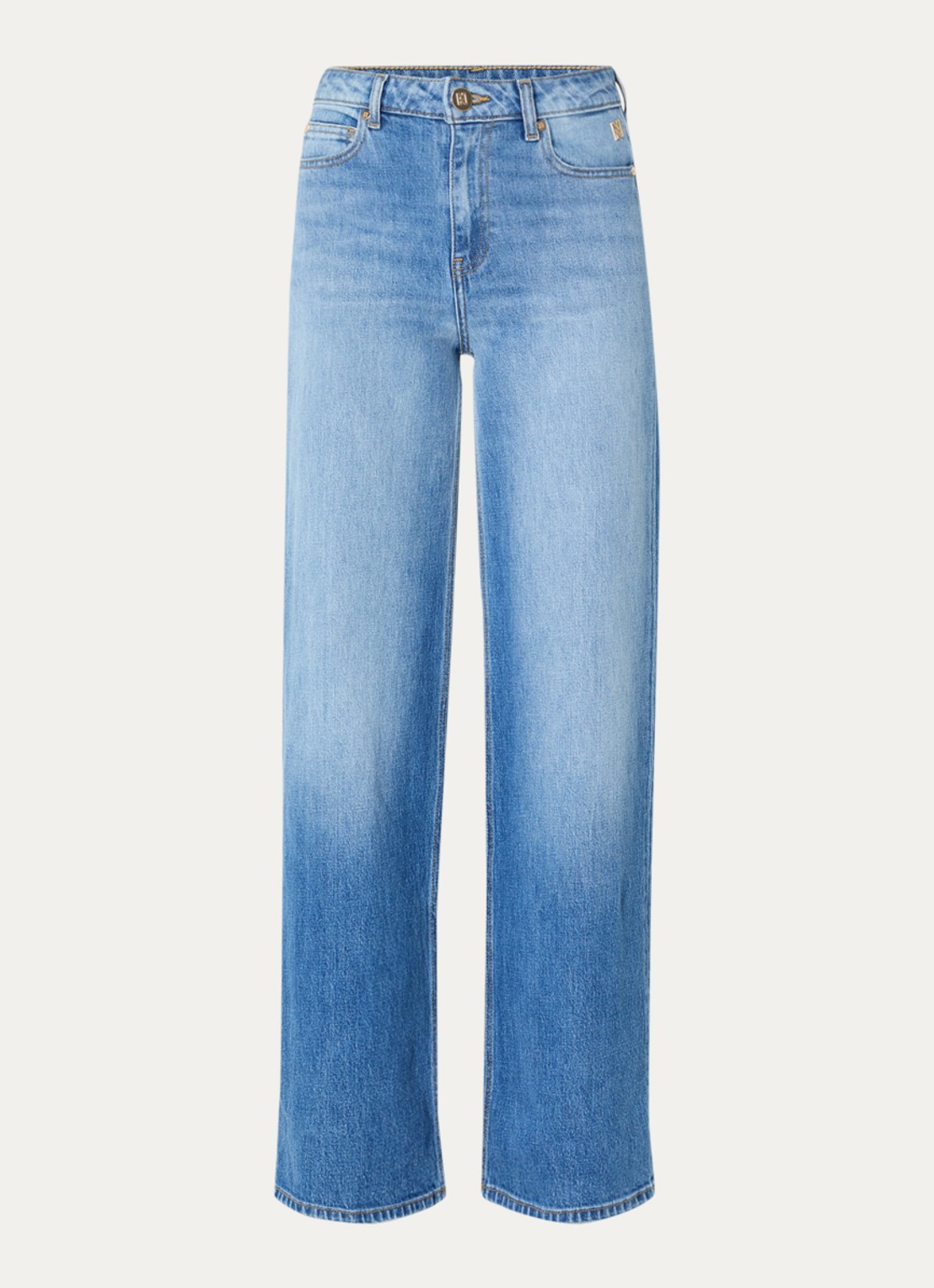 NIKKIE Plano high waist straight leg jeans met gekleurde wassing - voorkant 4 indigo