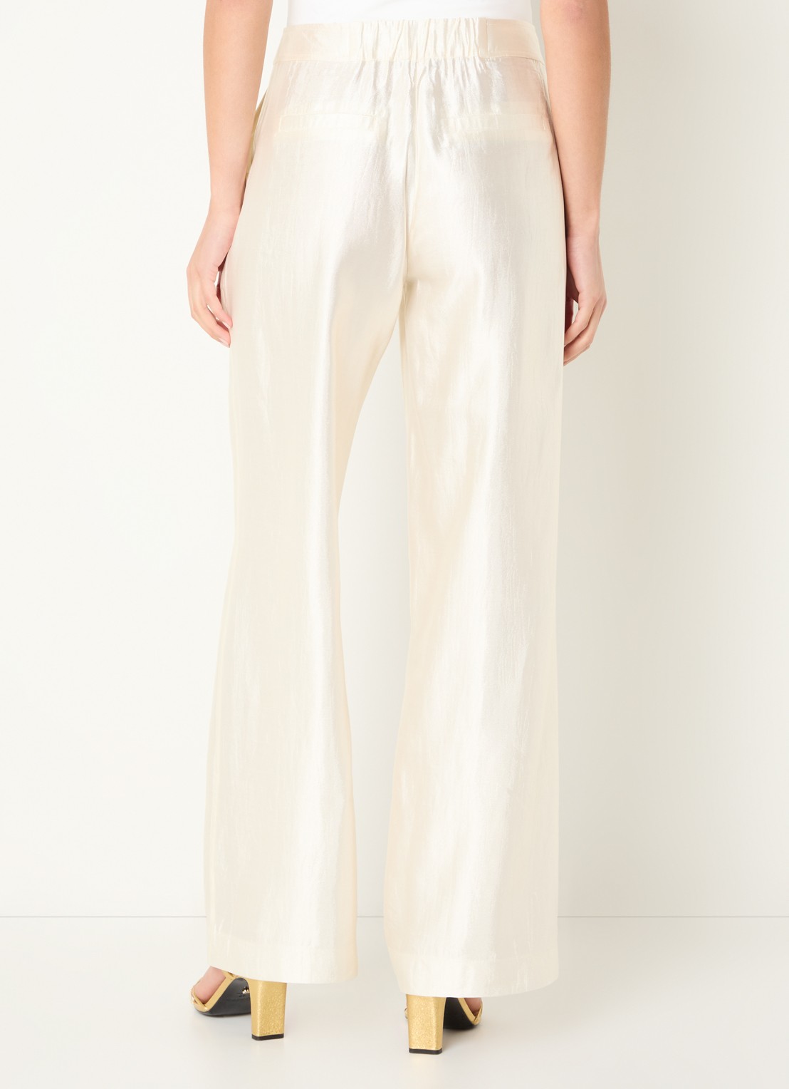 NIKKIE Polarmar high waist straight fit pantalon met steekzakken - achterkant 4 beige
