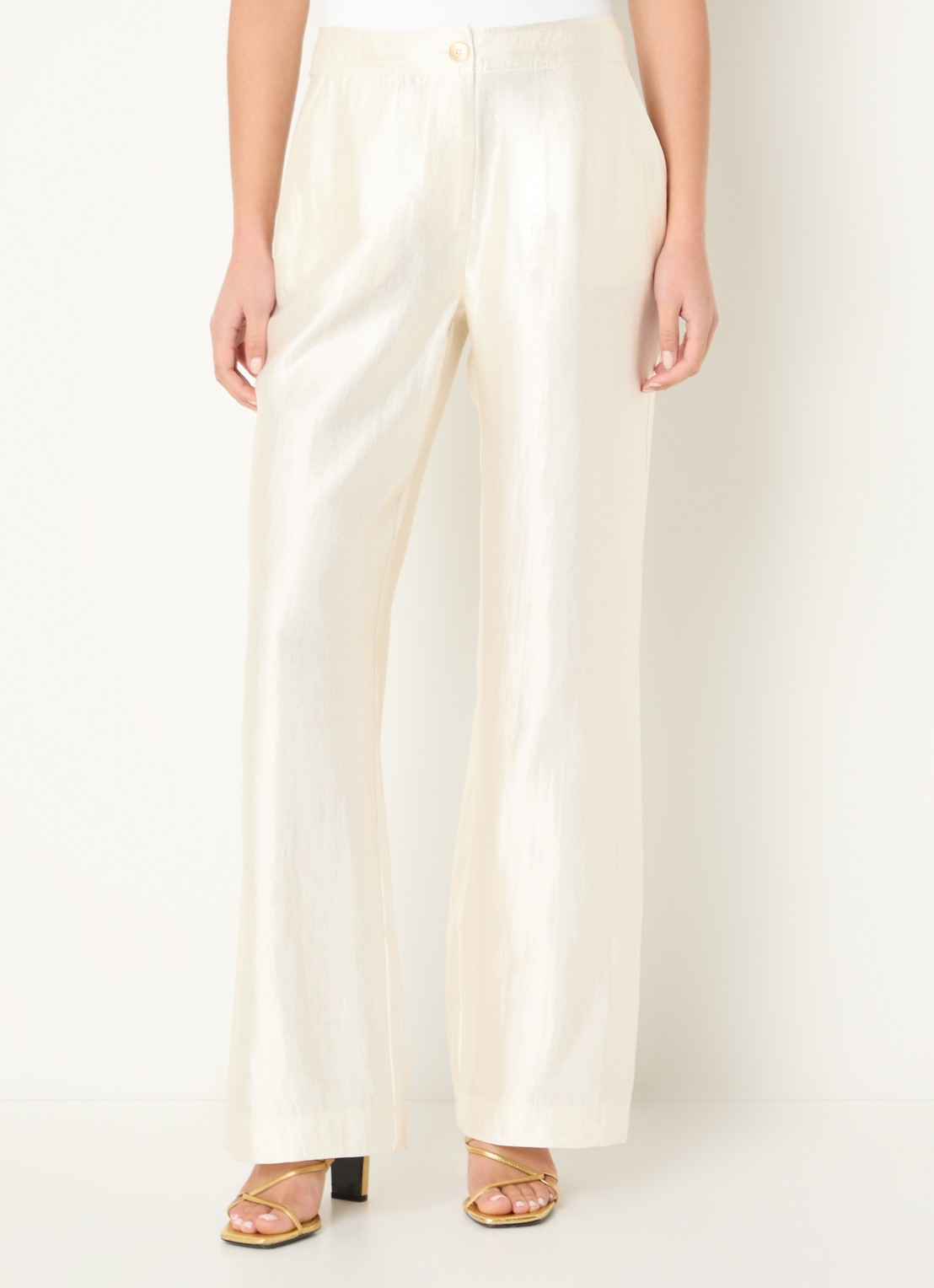 NIKKIE Polarmar high waist straight fit pantalon met steekzakken - detail 3 beige