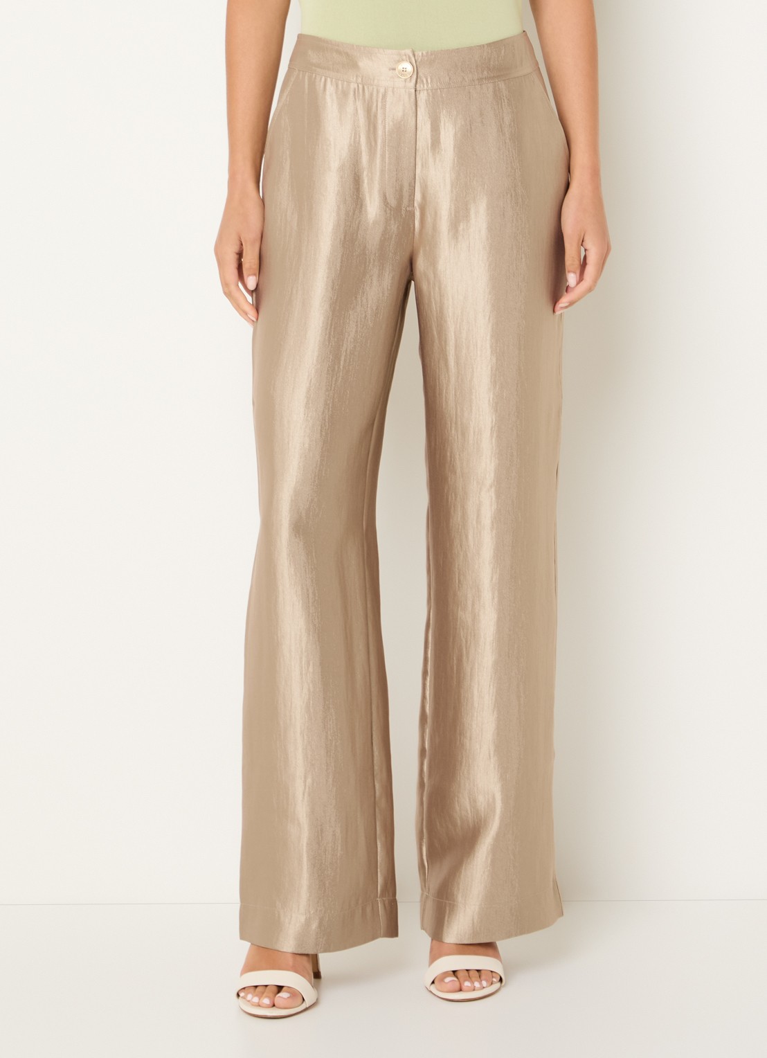 NIKKIE Polarmar high waist straight fit pantalon met steekzakken - detail 4 zand