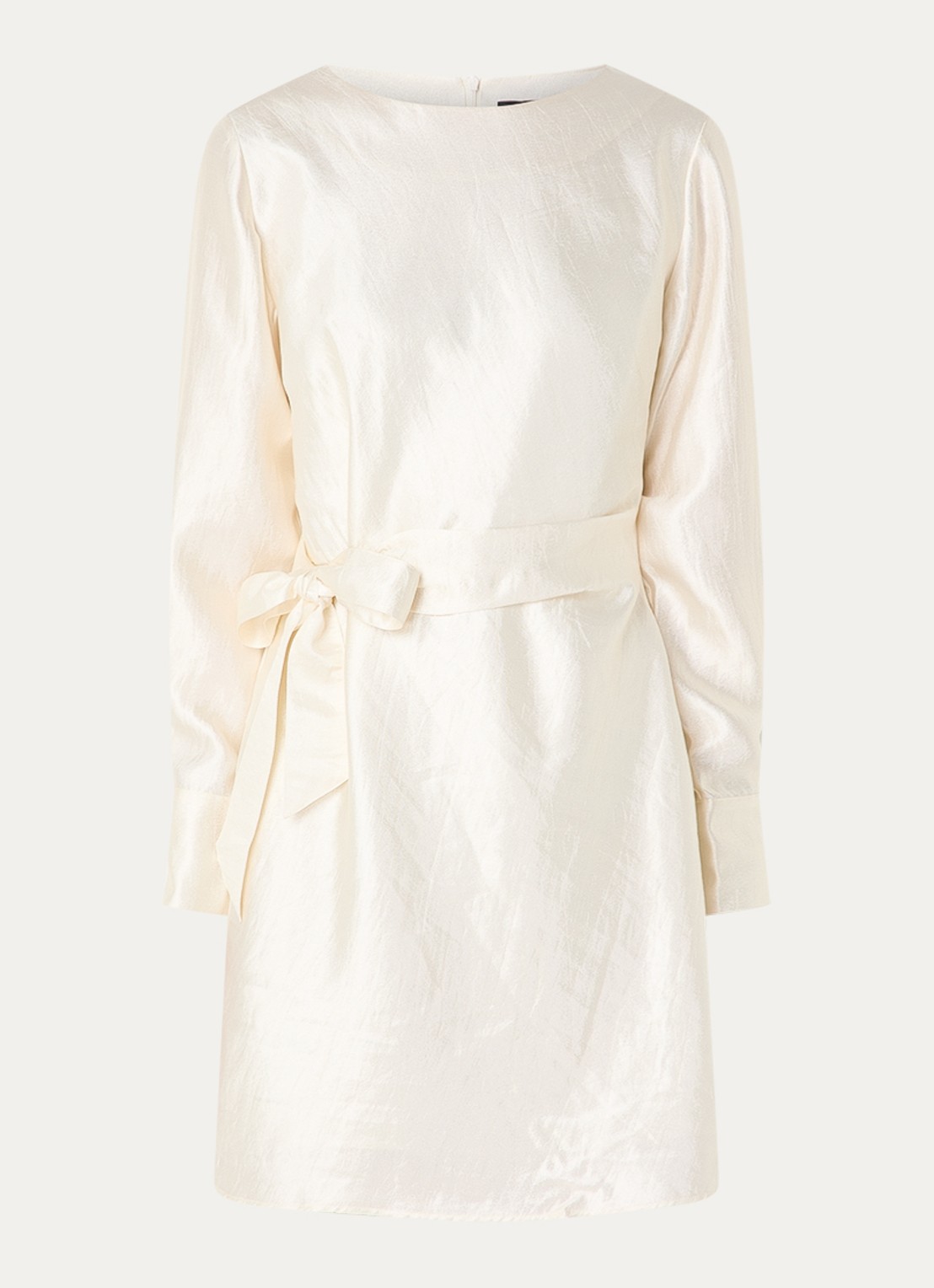 NIKKIE Porlamar mini jurk met strikceintuur - voorkant creme