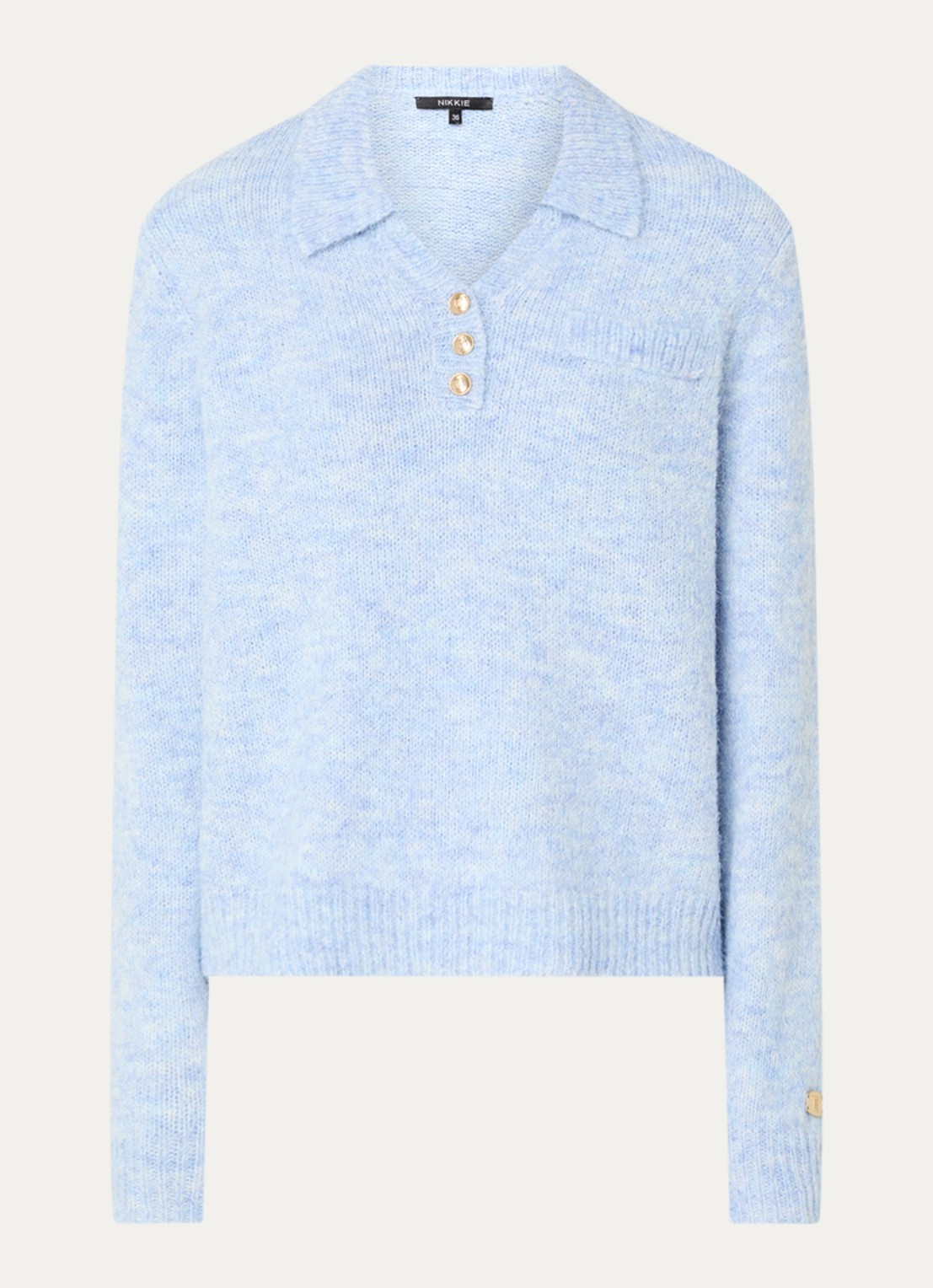 NIKKIE Portland grofgebreide trui in wolblend - voorkant 2 blauw