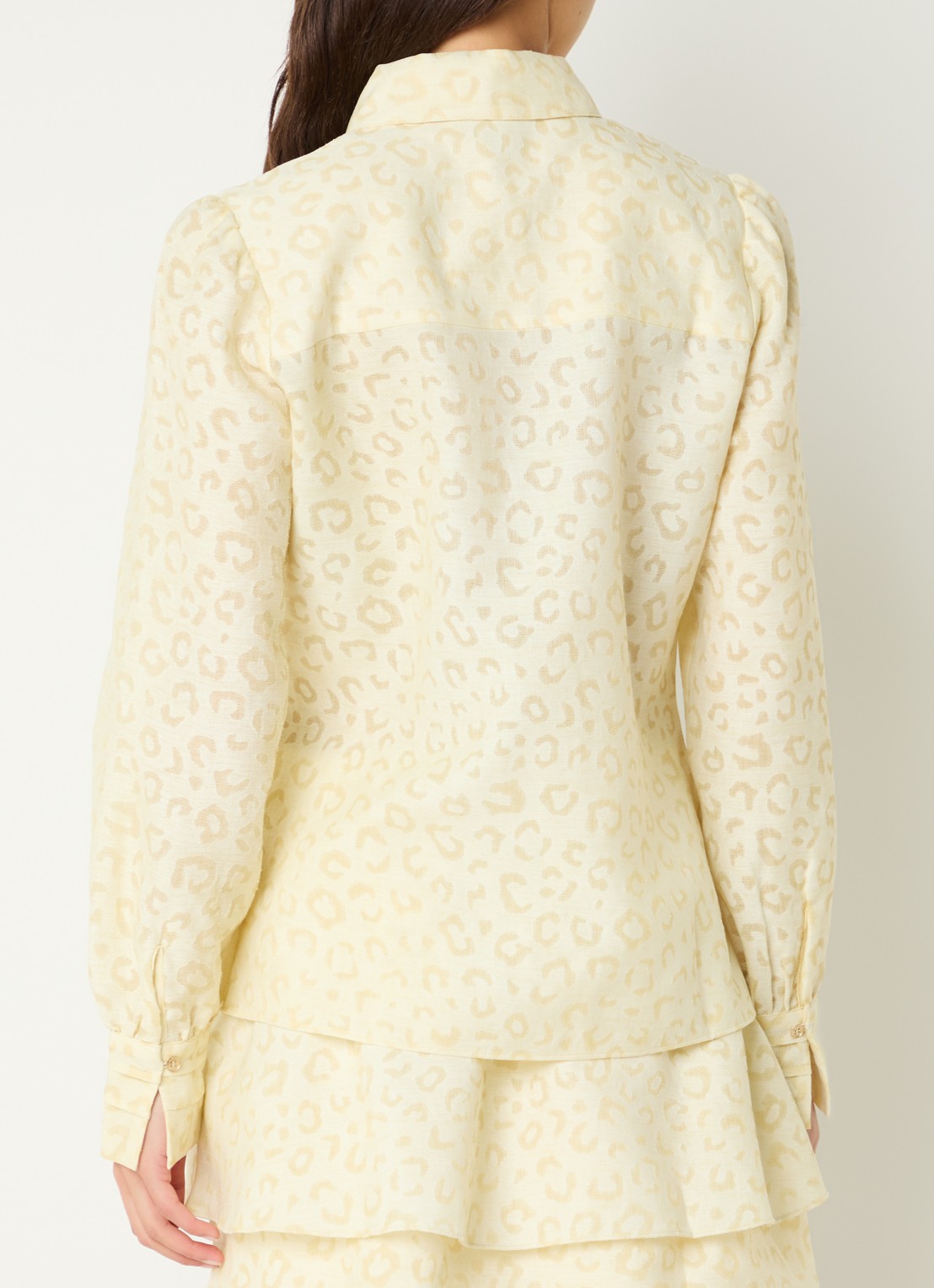NIKKIE Pragues blouse met panterprint - achterkant lichtgeel