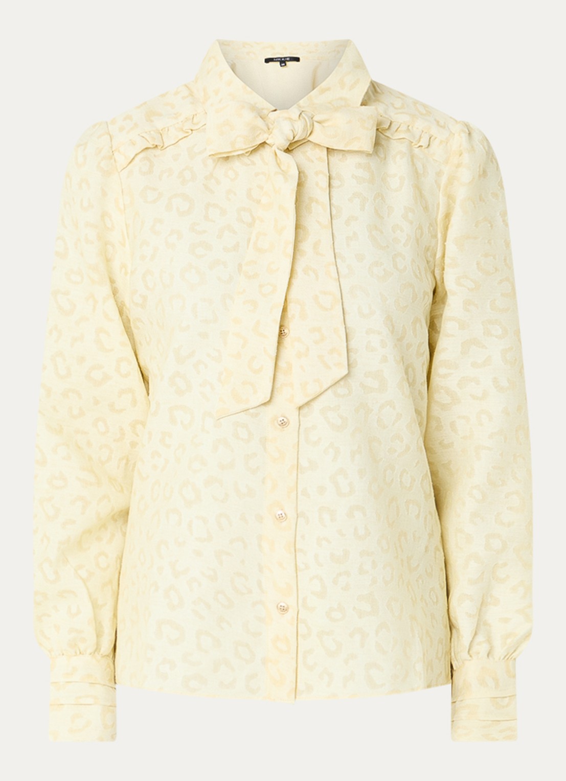 NIKKIE Pragues blouse met panterprint - voorkant 2 lichtgeel