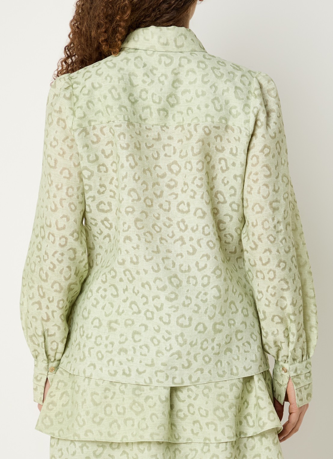 NIKKIE Pragues blouse met panterprint - achterkant 3 taupe