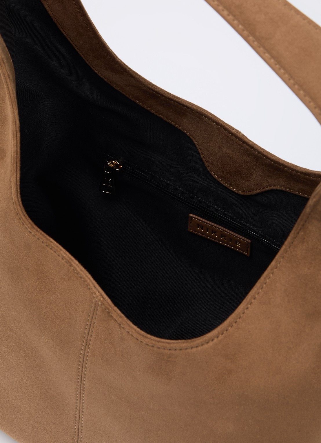 NIKKIE Puri shopper met logo - detail lichtbruin