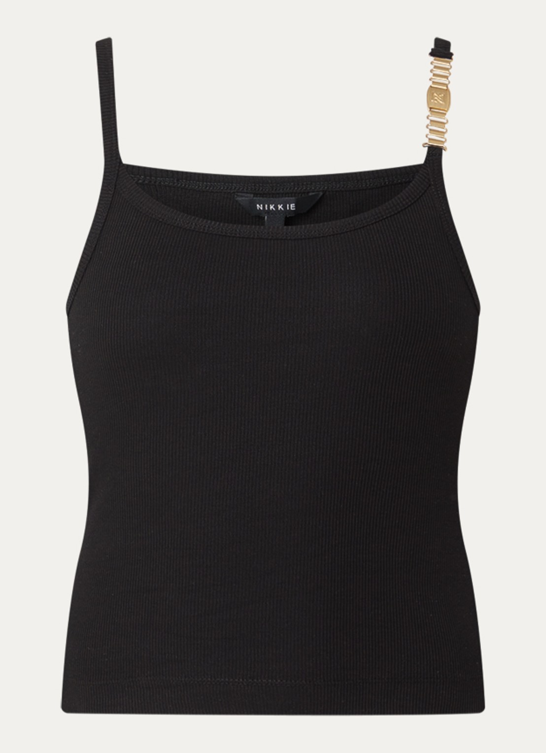 NIKKIE Questa top met structuur - voorkant 2 zwart