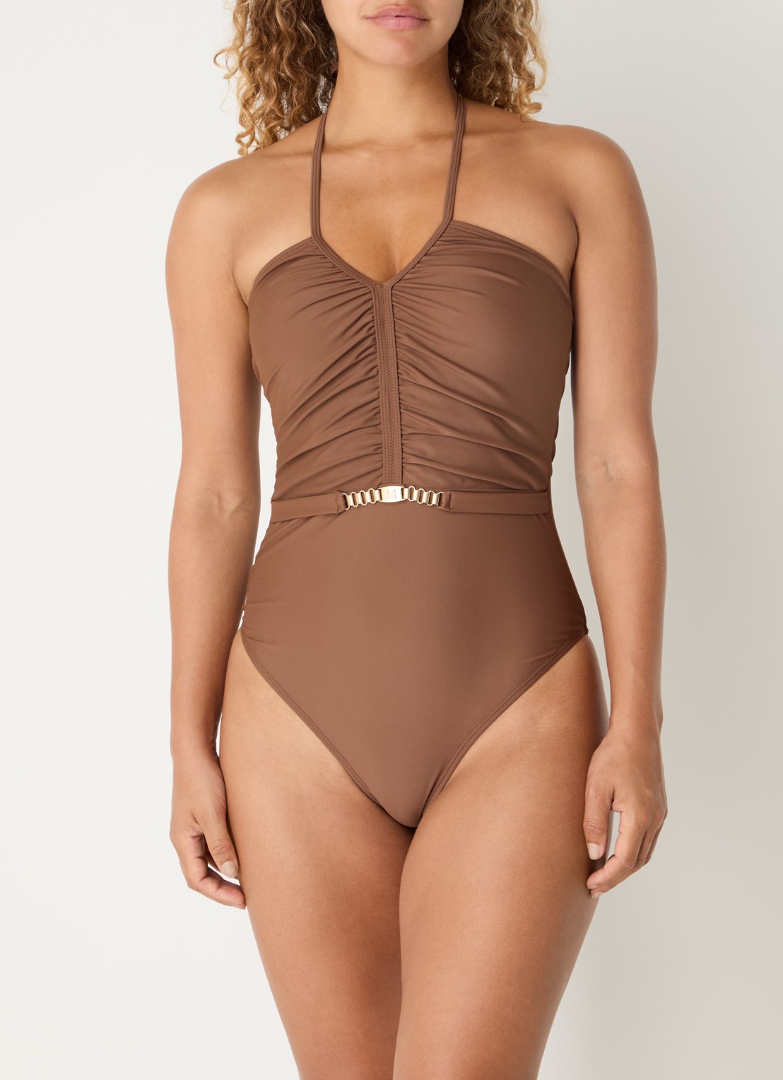 NIKKIE Quinto voorgevormd badpak met uitneembare padding - voorkant 2 cognac