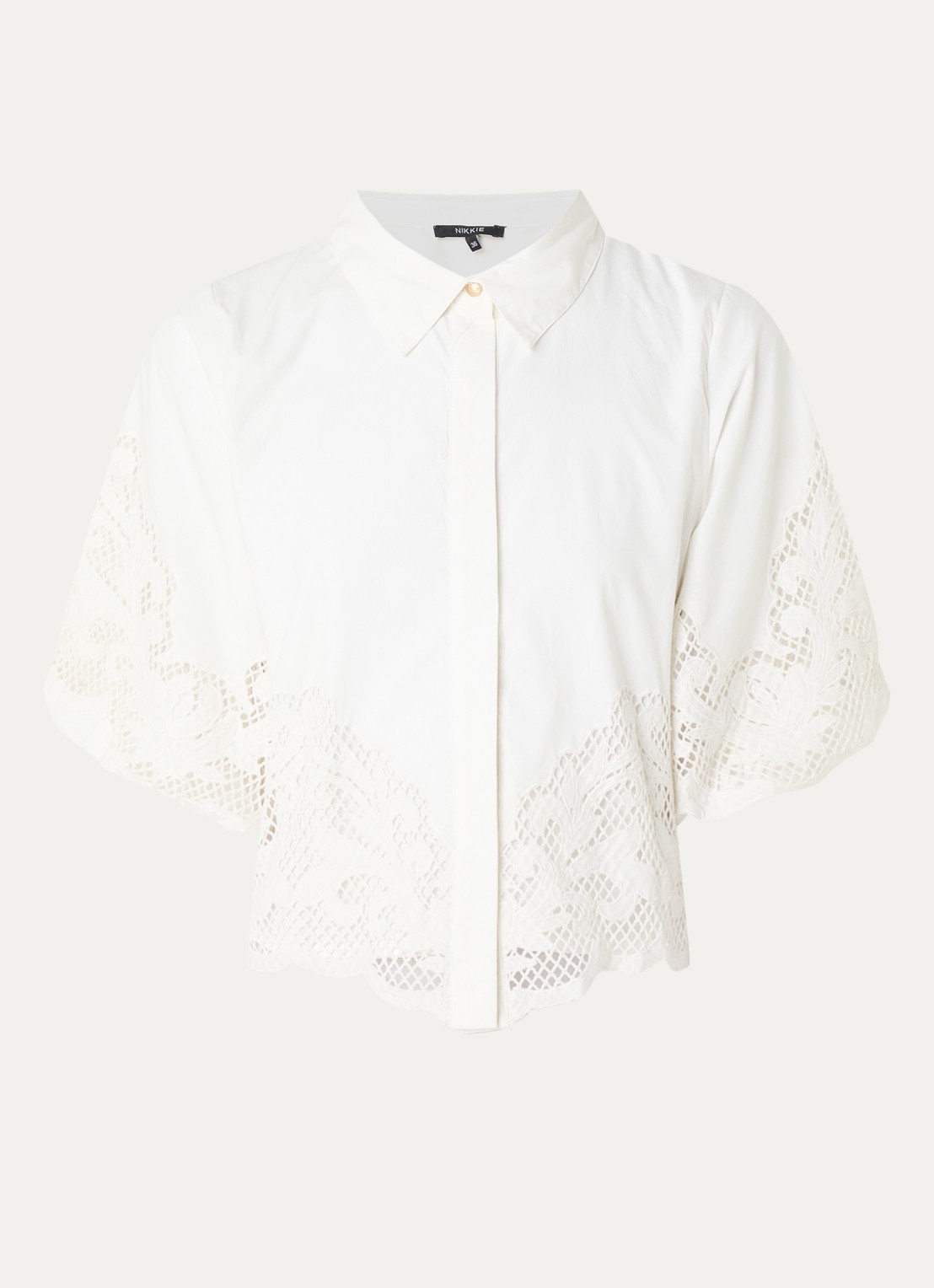 NIKKIE Rabano blouse met broderie - voorkant 3 wit