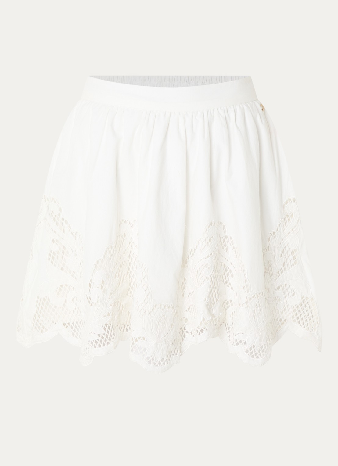 NIKKIE Rabano mini A-lijn rok met broderie - voorkant 2 wit