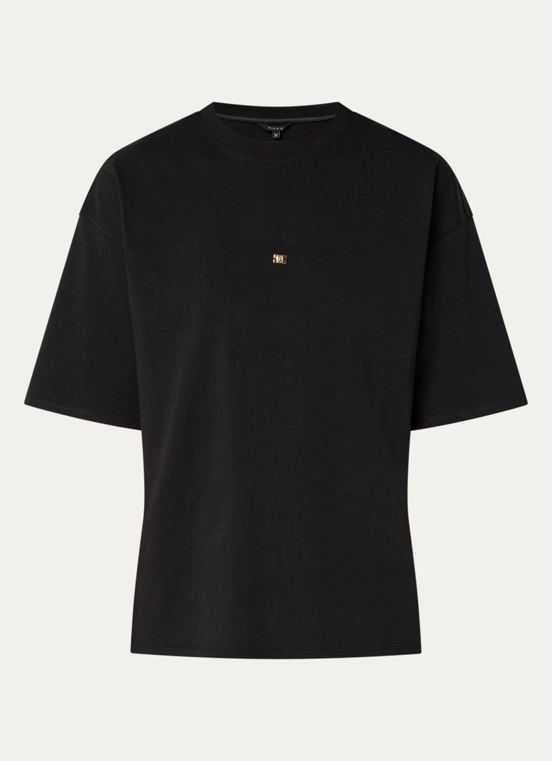 NIKKIE Ramsgate T-shirt met logo - voorkant 2 zwart