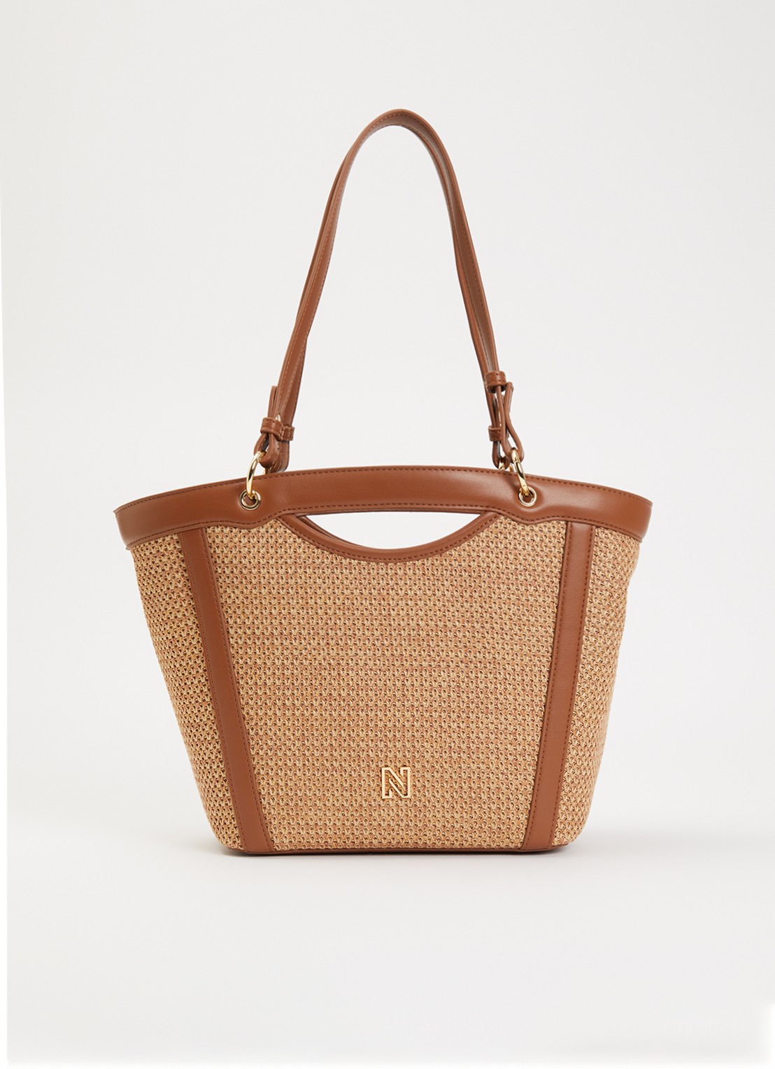 NIKKIE Reasi shopper met logo - voorkant 2 camel