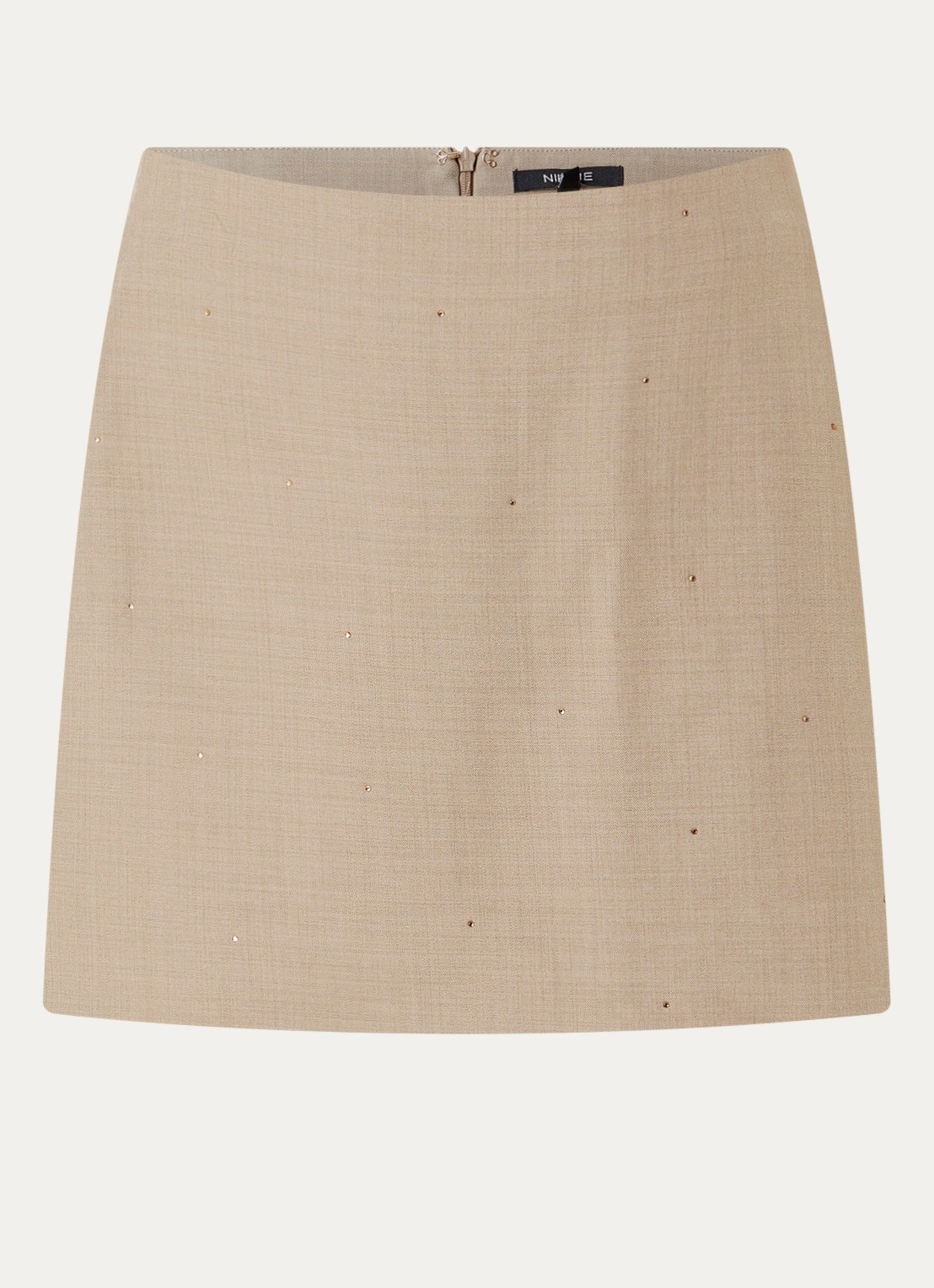 NIKKIE Reimio minirok met strass - voorkant zand