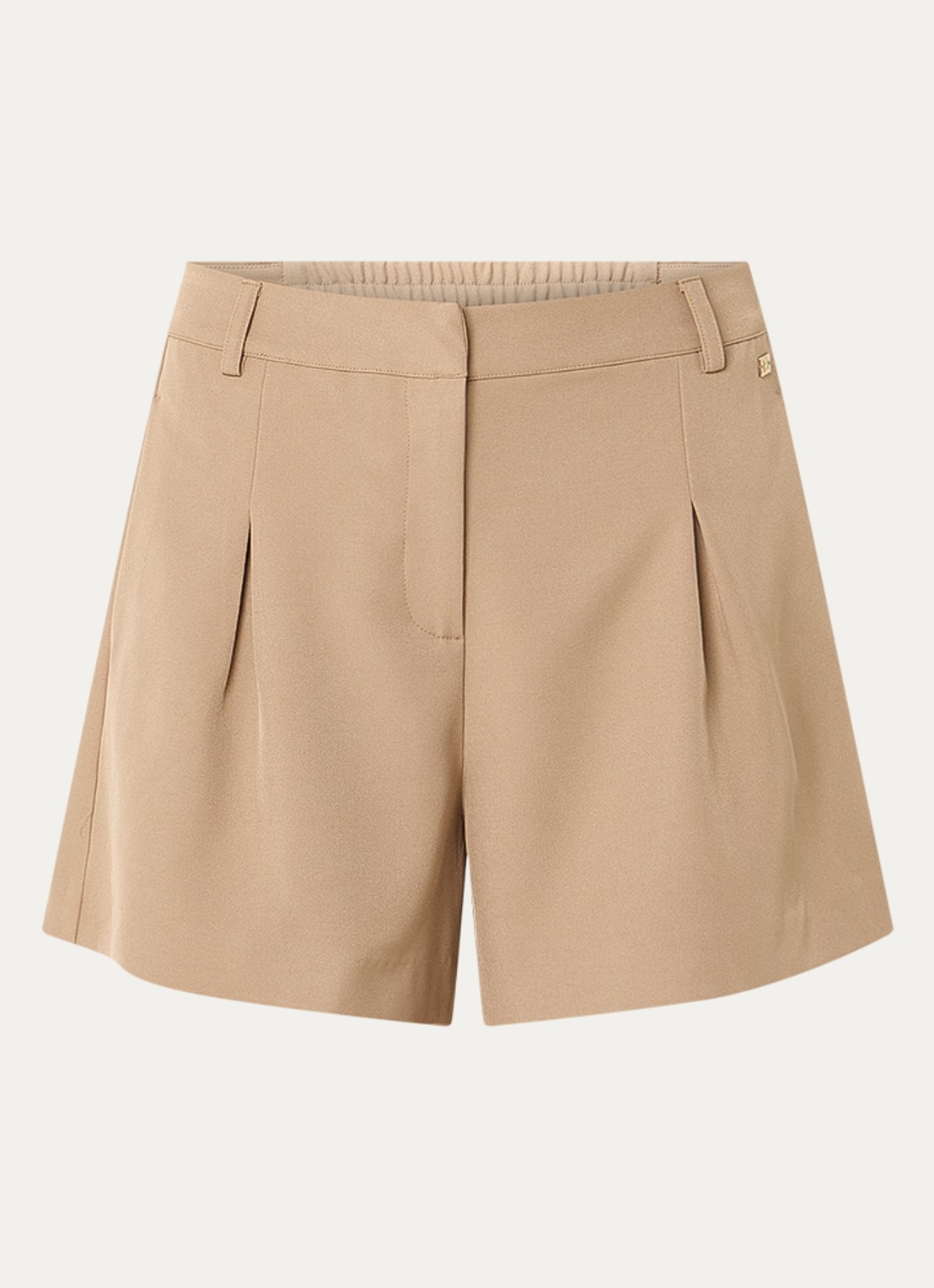 NIKKIE Reims high waist straight fit korte broek met steekzakken - voorkant camel