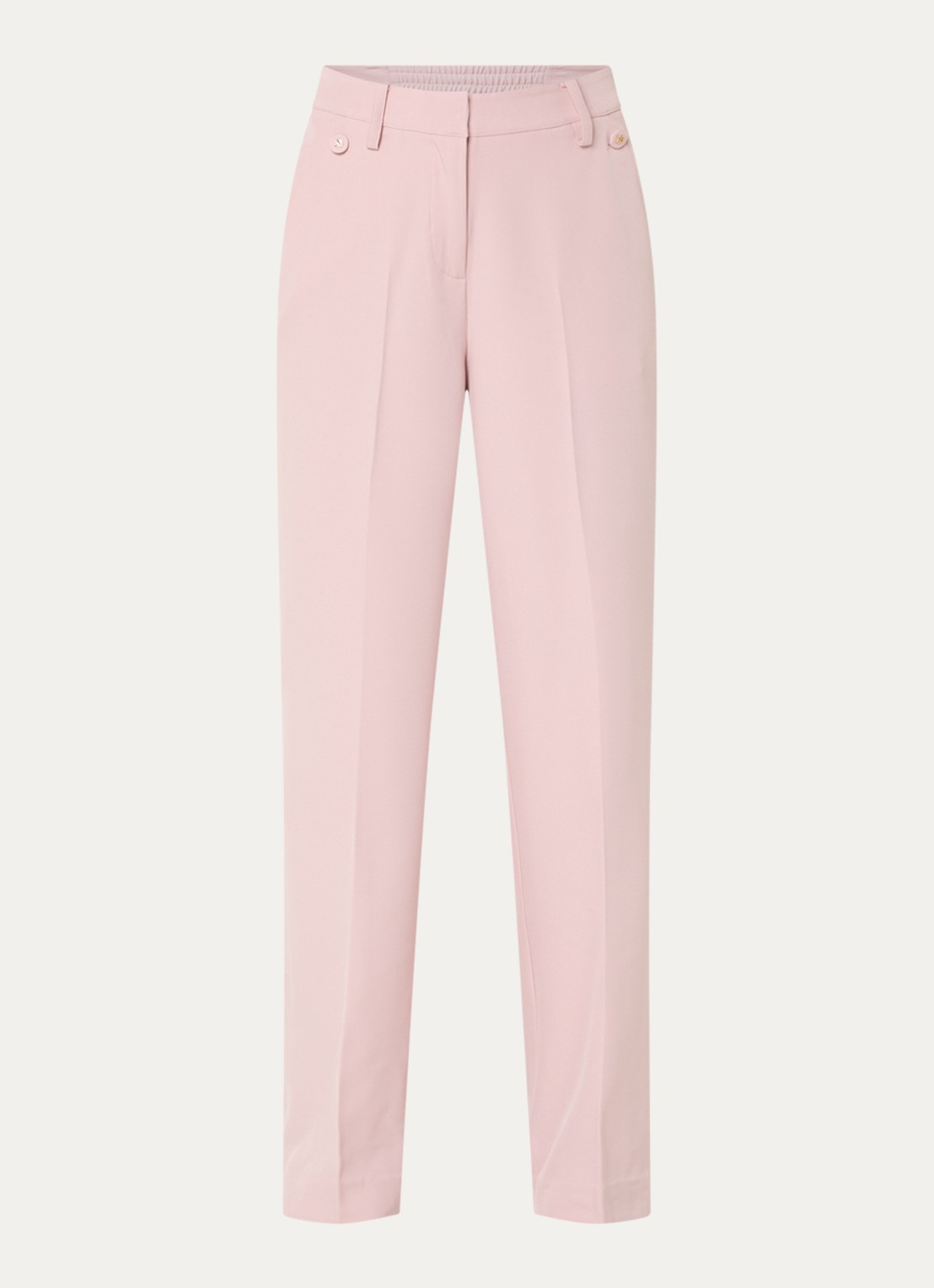NIKKIE Reims high waist straight fit pantalon met steekzakken - voorkant roze
