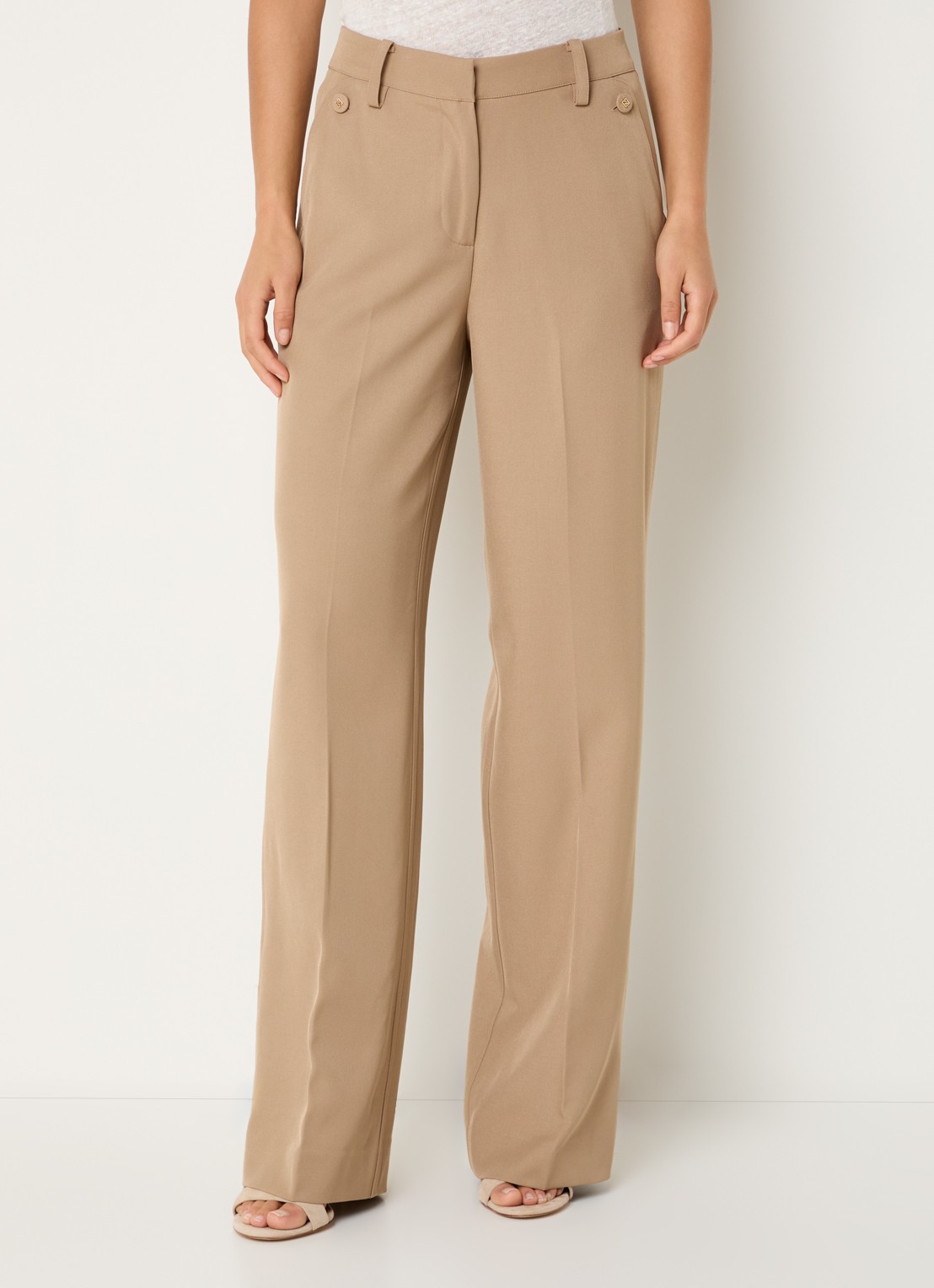 NIKKIE Reims high waist straight fit pantalon met steekzakken - detail 4 camel