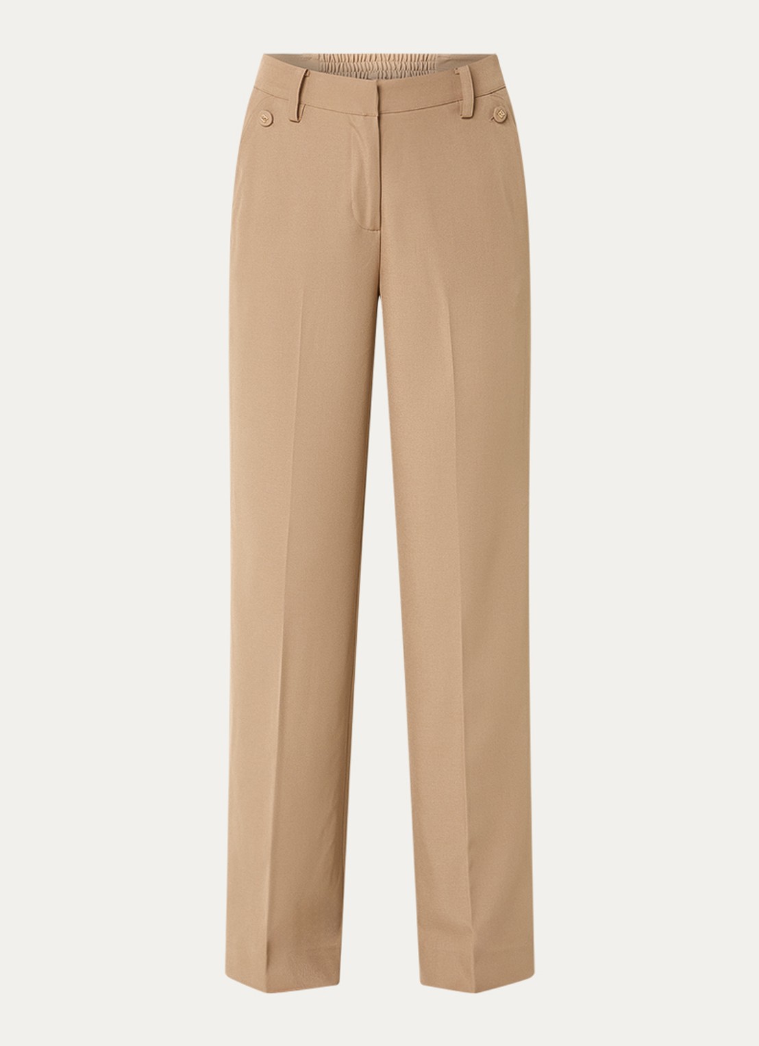 NIKKIE Reims high waist straight fit pantalon met steekzakken - voorkant camel