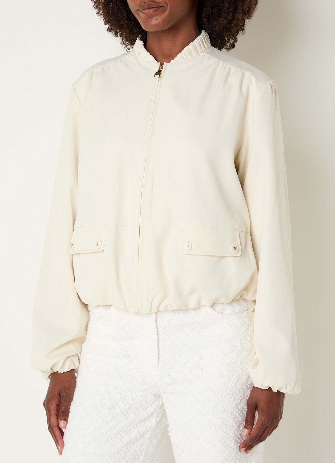 NIKKIE Reims jack met opgestikte zakken - detail creme