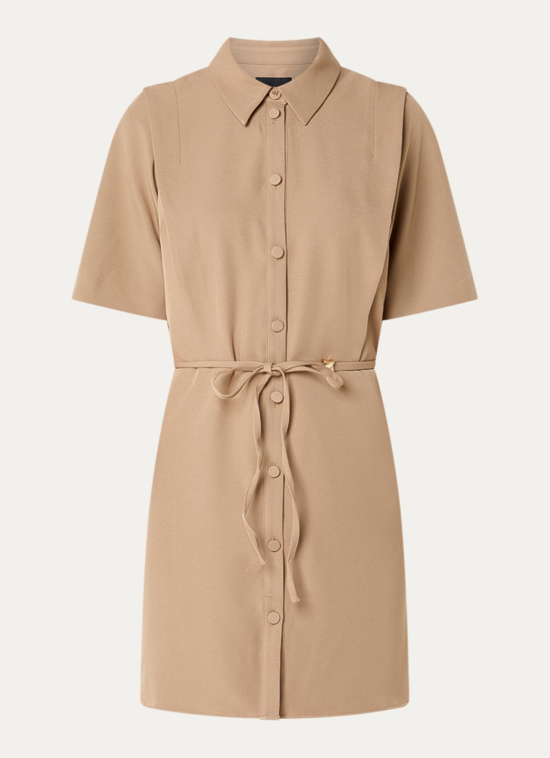 NIKKIE Reims mini jurk met ceintuur - voorkant 3 camel