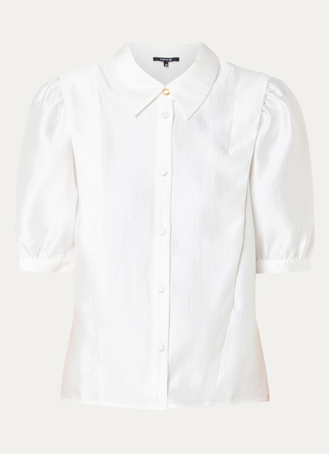 NIKKIE Relizane blouse met plooidetail - voorkant 2 wit