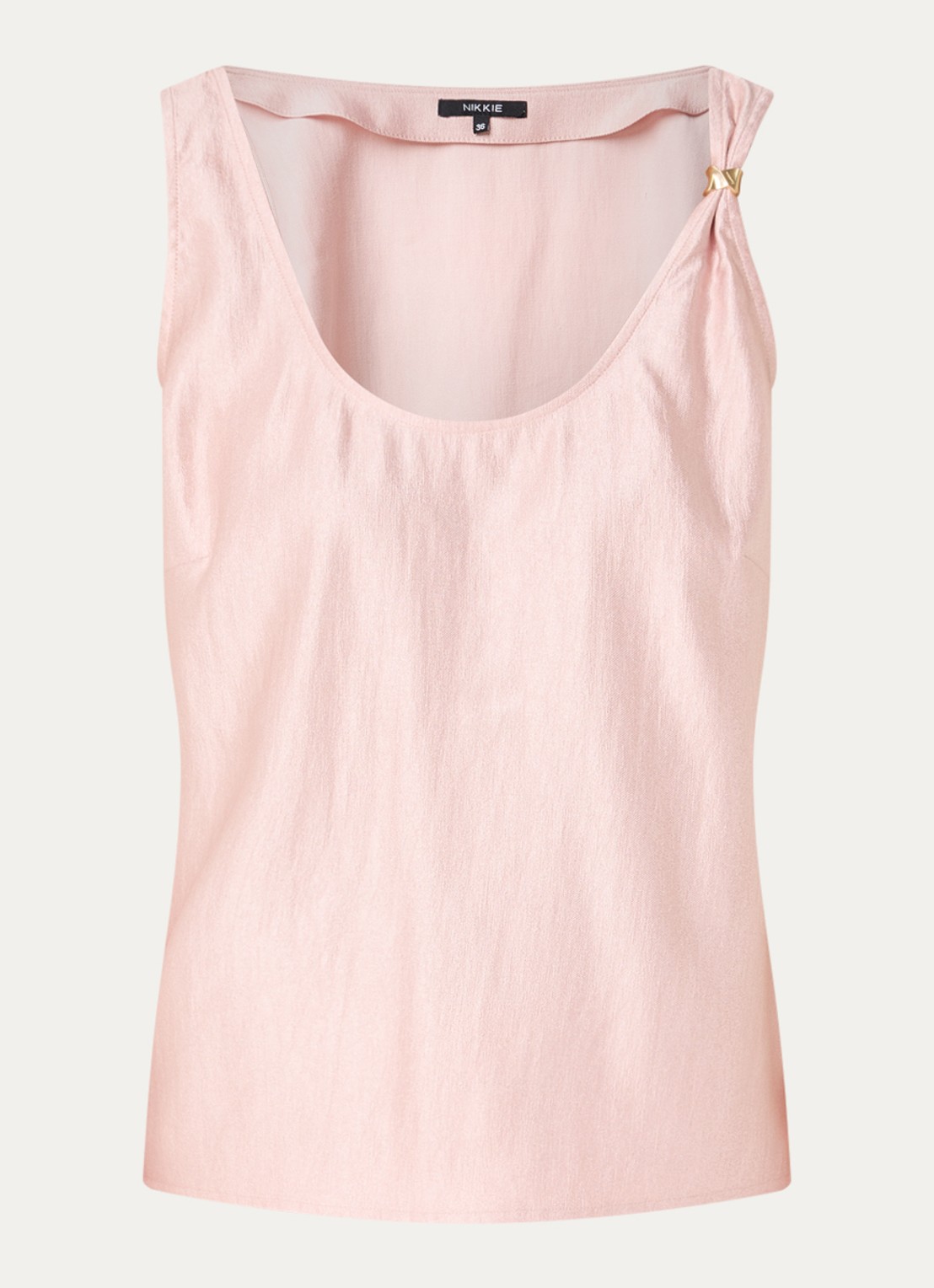 NIKKIE Relizane top met metallic finish - voorkant zalmroze